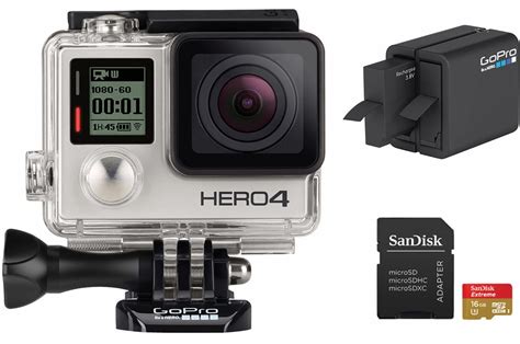 The gopro hero4 is a specialized action camera for sports that comes with a waterproof feature and functions exceptionally well as a camera too. Caméra sport Gopro HERO 4 Silver Pack (4275861) | Darty