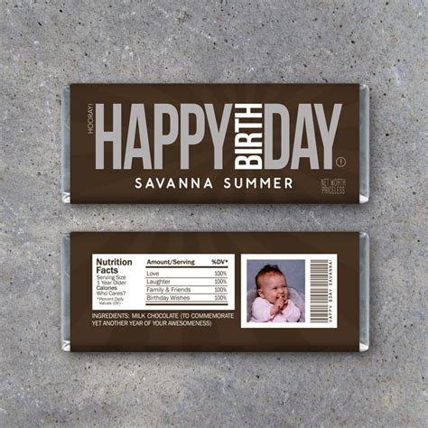 Happy Birthday Personalized Candy Bar Wrappers Printable Etsy