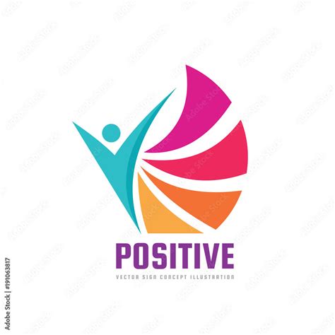 Positive Vector Logo Template Concept Illustration Abstract Human