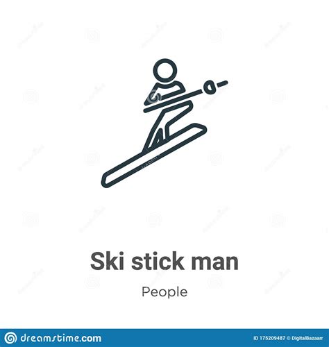 Ski Stick Man Outline Vector Icon Thin Line Black Ski Stick Man Icon