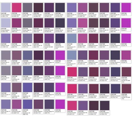 Purples Pantone Color Chart Paint Color Chart Purple Paint