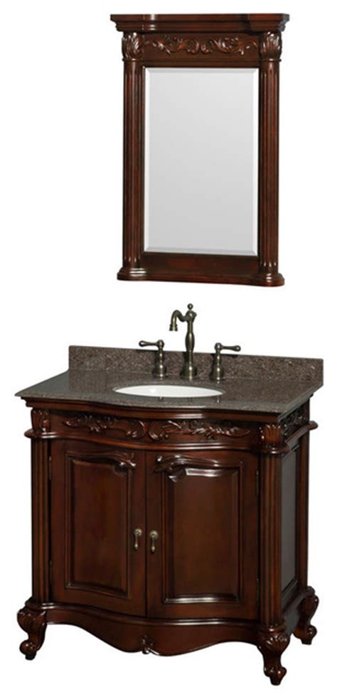 Bathroom vanities are a combination of both the sink and the surrounding storage and are sold in an endless array of sizes, finishes and styles. 36" Single Bathroom Vanity in Cherry, Countertop ...