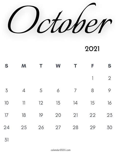 20 October 2021 Calendar Free Download Printable Calendar Templates ️