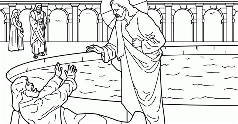 Jesus Heals The Man At The Pool Coloring Sheet Clip Art Library