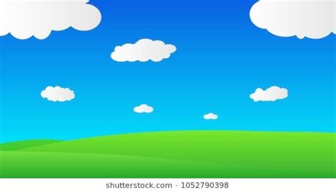 abstract spring scene green landscape with cloudy blue sky background