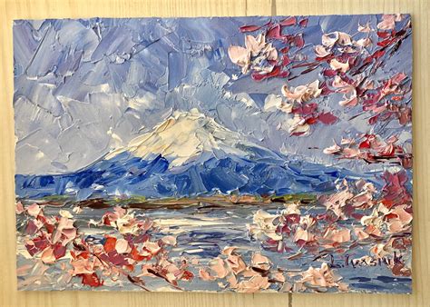 Japanese Landscape Painting Original Art Oriental Flowers Art Etsy