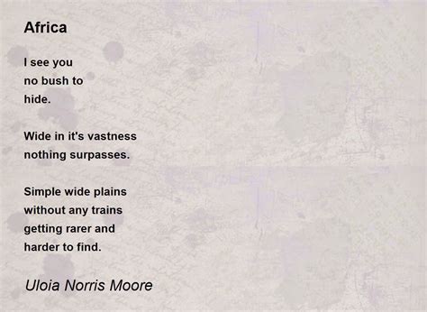 Africa Africa Poem By Uloia Norris Moore
