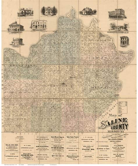 Saline County Missouri 1871 Old Map Reprint Old Maps