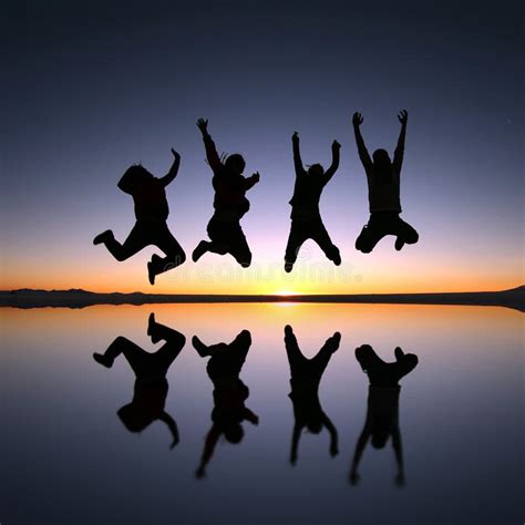 Happy Friends Jumping Outdoor Stock Photo Image Of Beautiful Hands