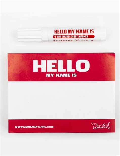 Montana Black Hello My Name Is Sticker Pack Red Spray Paint Supplies From Fat Buddha Store Uk