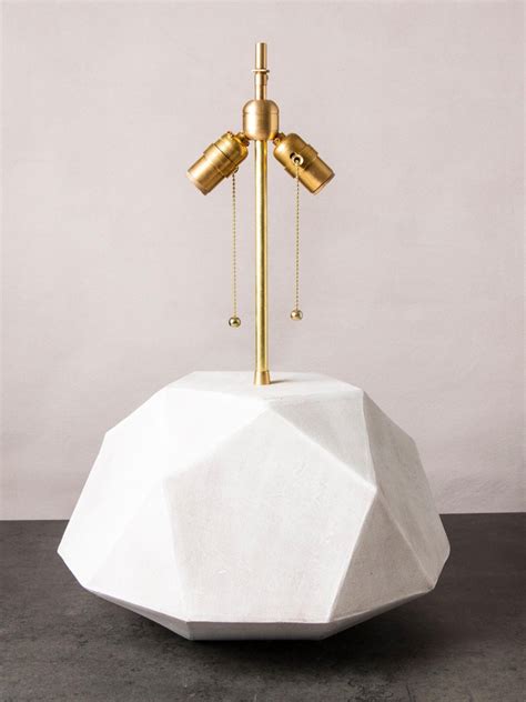 Geode Geometric White Ceramic And Brass Table Lamp 1 For Sale At 1stdibs