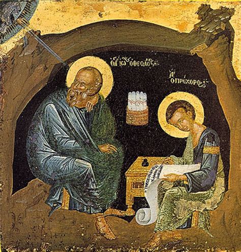 Icon Of The Apostle John The Theologian With St Prochoros On Patmos