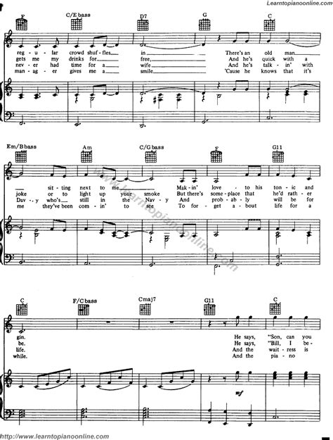 Piano Man By Billy Joel2 Free Piano Sheet Music Learn How To Play