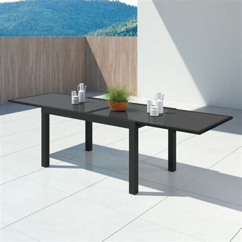 Table de jardin extensible aluminium - 140/280cm - 10 places - Noir