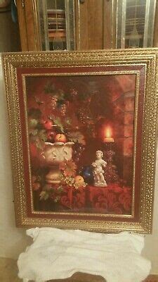 An inspiring addition to a bathroom, bedroom or style it on a gallery wall. A beautiful Homco Home Interior Picture ""FRUIT and CHERUB ...