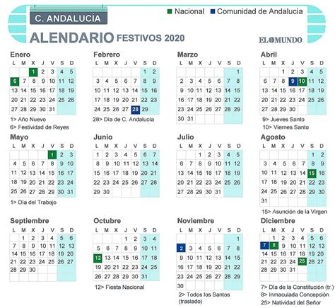 Calendario 2022 Festivos Andalucia