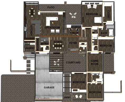 Modern Courtyard House Plan 61custom Contemporary