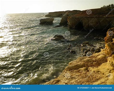 Water Caves And Rock Formations Close To Coral Bay On Cyprus Island