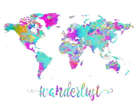 Wanderlust World Map Art Painting By Zuzi S Pixels