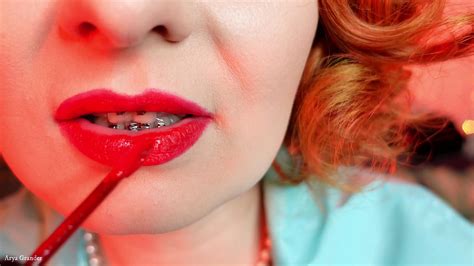 Sexual Girl With Red Lipstick Close Up