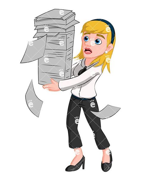 Business Woman Carrying Paperwork Vector Cartoon Clipart