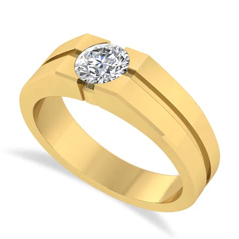 Mens Diamond Solitaire Fashion Ring 14k Yellow Gold 100 Ctw Az338