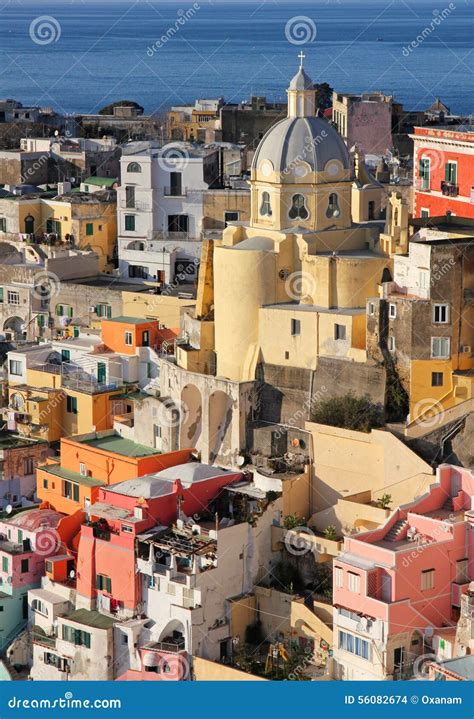 Italy Gulf Of Naples Procida Island Colorful Houses Of Corricella