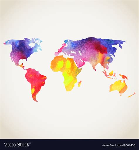 World Map Painted With Watercolors Painted World Vector Image