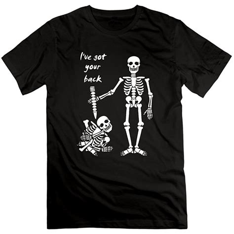 Mens Ive Got Your Back Funny Human Skeleton Cotton Short Sleeve T Shirts Cotton Shorts Shirts