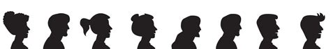 Group Young People Profile Silhouette Faces Boys And Girls Set For