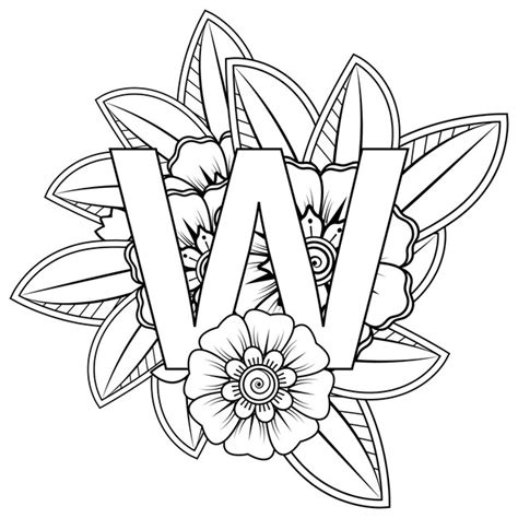 Premium Vector Letter W With Mehndi Flower Decorative Ornament In