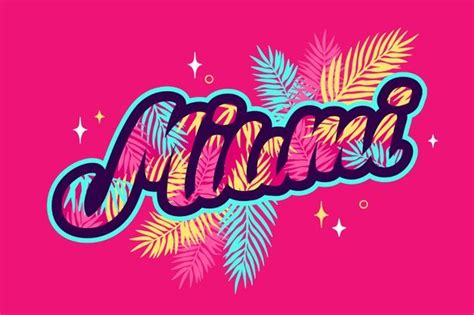 Download Colorful Miami City Lettering For Free In 2020 Vector Free