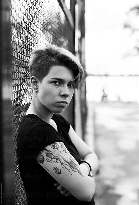 Portrait Of Young Lesbian Woman Outdoors By Alexey Kuzma