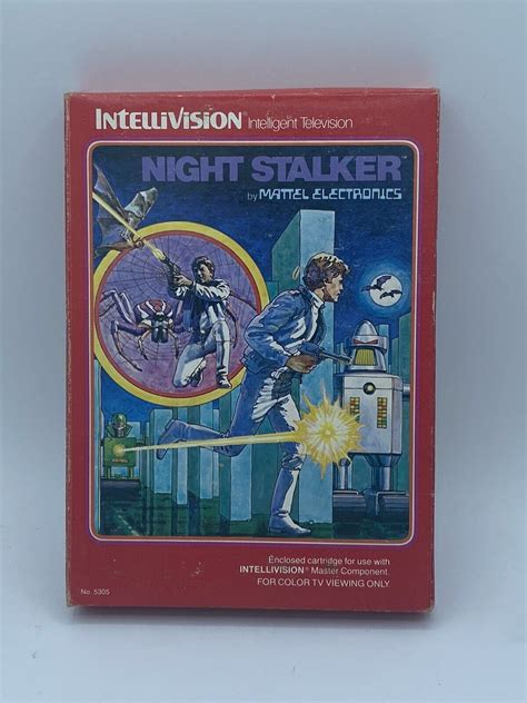 Intellivision Night Stalker Video Game With Box Manual And Cards Vg