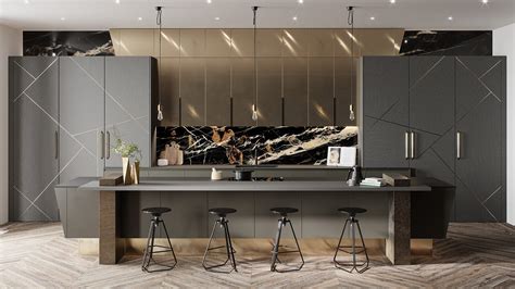 Luxury Kitchen Grey And Gold Contemporary Kitchen Extreme Design