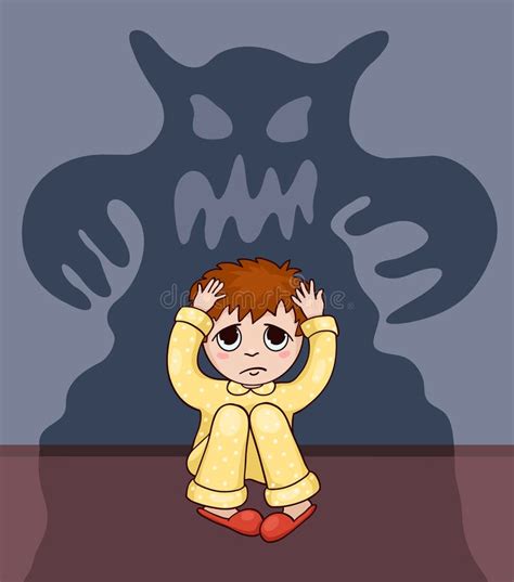 Little Boy And His Fear Stock Vector Illustration Of Mystery 55131531