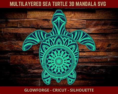 Turtle Mandala SVG Layered 3D Sea Turtle Mandala Svg For Etsy