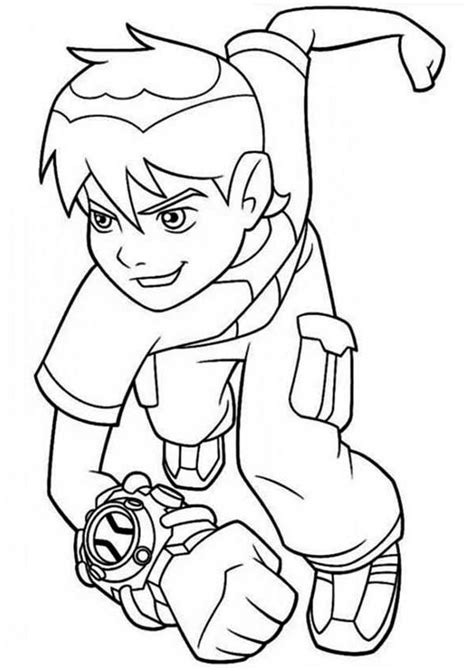 Ben With Omnitrix Coloring Page Free Printable Coloring Pages For Kids
