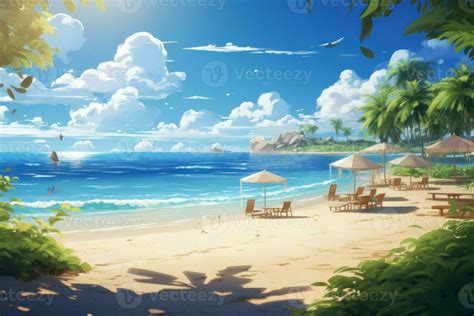 Playa Luz De Sol Anime Visual Novela Juego Generar Ai Foto De