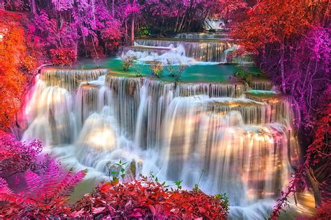 Amazing Autumn Waterfall Colorful Fall Amazing Forest Cascades