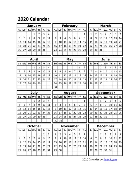 Collect Print Free Calendars Without Downloading2020 Calendar