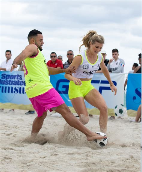 EUGENIE BOUCHARD At Sports Illustrateds Celebrity Beach Soccer Match