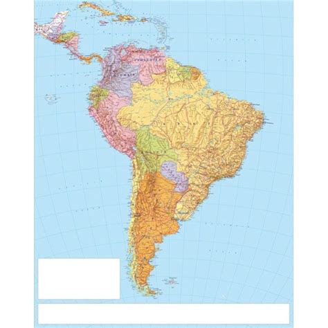 South America Political Paper Wall Map Rolled