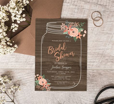 Rustic Chalkboard Bridal Shower Invitation Template Printable Etsy