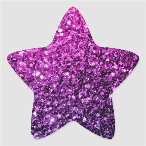 Purple Pink Ombre Faux Glitter Sparkles Star Sticker Zazzle Purple