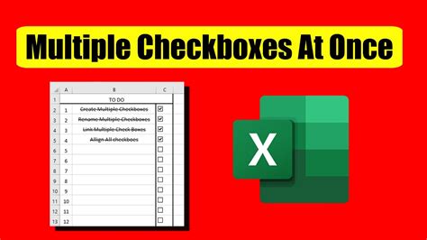 How To Create Multiple Checkboxes At Once In Excel Youtube