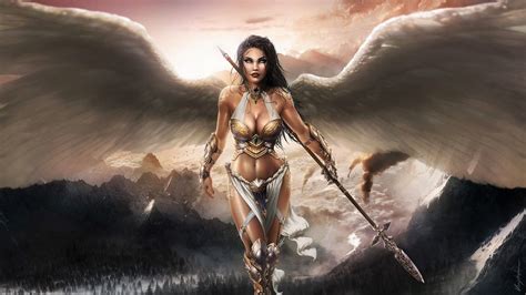 Desktop Wallpaper Hot Angel Flight Wings Fantasy Art Hd Image Picture Background 6123df