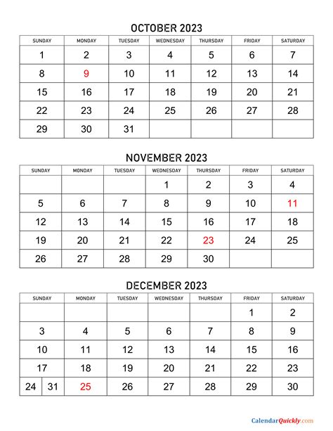 September To December 2023 Calendar Calendar Quickly October And