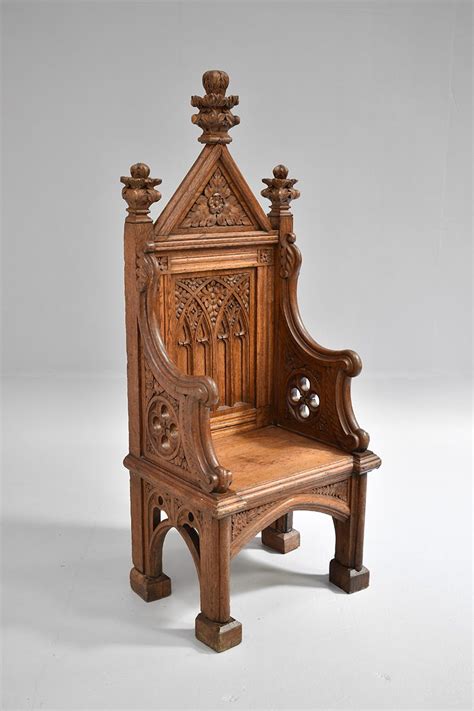 Carved Oak Gothic Throne Chair With Decorative Finials The Classic