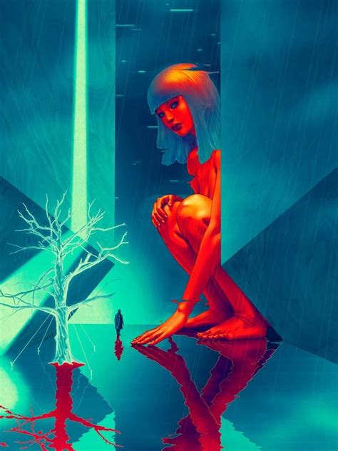 A Digital Painting Of A Woman Kneeling In The Rain With Her Hands On Her Knees